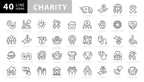 istock Charity and Donation Line Icons. Editable Stroke. Pixel Perfect. For Mobile and Web. Contains such icons as Charity, Donation, Giving, Food Donation, Teamwork, Relief 1270274628