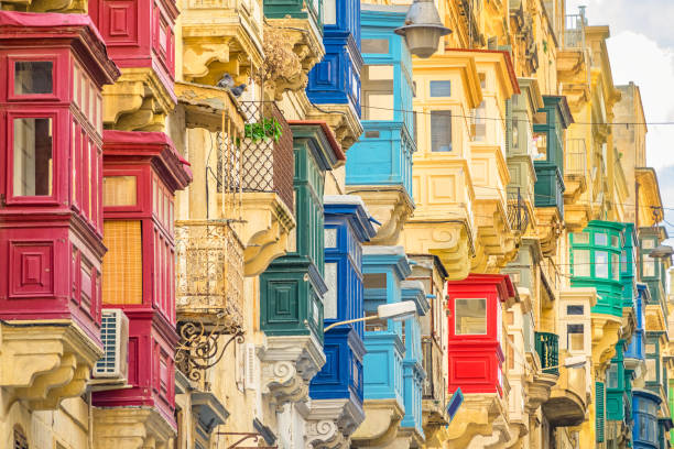 Traditional Maltese Balconies in Valletta Malta