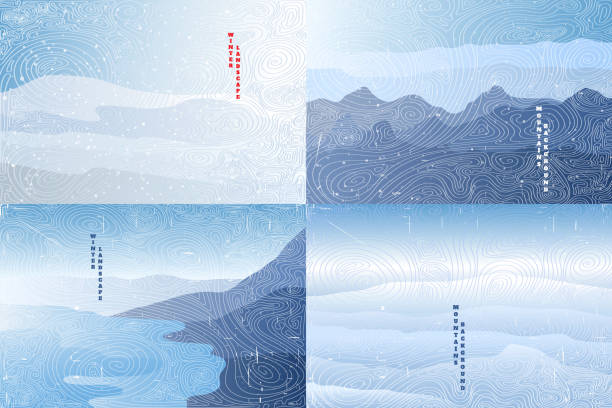 Vector illustration landscape. Winter season. Vacation concept. Cartoon abstraction. Scenery. Simple wallpapers. Vintage background collection. Website template. Frozen lake. White and blue color Vector illustration landscape. Winter season. Vacation concept. Cartoon abstraction. Scenery. Simple wallpapers. Vintage background collection. Website template. Frozen lake. White and blue color snow river stock illustrations