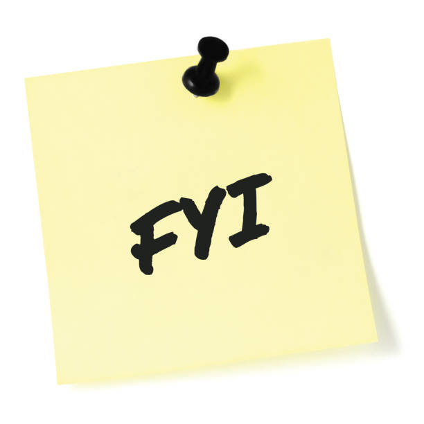 istock For your information initialism FYI black marker written acronym text, isolated yellow post-it to-do list sticky note abbreviation sticker, pushpin thumbtack macro closeup, information newsletter bulletin info notice concept, letter document metaphor, lar 1270287428