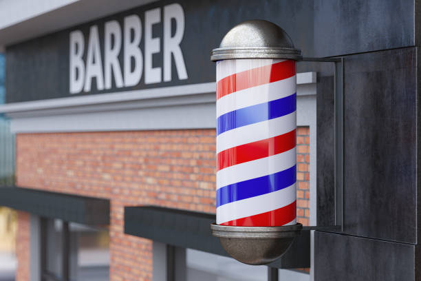 peluquería barber shop sign - barbers pole fotografías e imágenes de stock