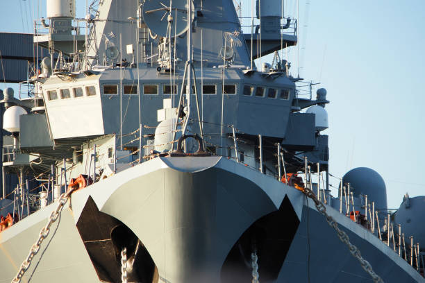 istock Naval warship. The bow of a naval warship 1270289529