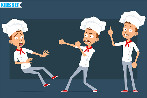 Cookboy Drawing Cartoon Flat Chef Cook Boy Character Vector Set Stock Illustration ...