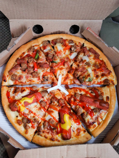 istock Pizza menu in cardboard box for take away 1270297402