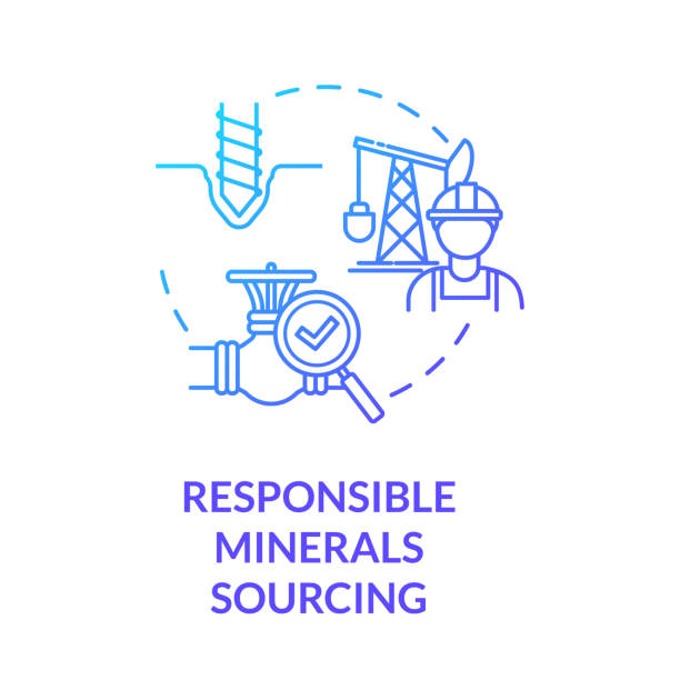 Responsible minerals sourcing blue gradient concept icon Responsible minerals sourcing blue gradient concept icon. Industrial production. Mining platform. Ethical manufacturer idea thin line illustration. Vector isolated outline RGB color drawing oil pump petroleum equipment development stock illustrations