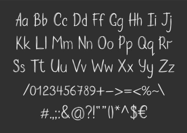 istock Chalk alphabet in sketchy style. Vector handwritten pencil letters, numbers and punctuation marks. Brush pen handwriting font. 1270304664