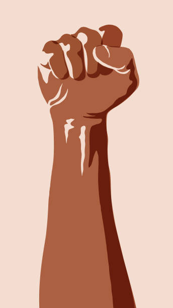 Hand-Drawn Fist Illustration - Raised Arm, Human Rights Salute, Protest, Activist, Revolution, Equality, Change This fist has been illustrated in an imperfect hand-drawn style with muted pastel colours. There are two versions within the EPS10 file, one using blending modes and another on a separate layer using flat colours to achieve the same look. The vector file can be scaled to any size without loss of quality and it's simple to change the colours to suit your needs. A raised, clenched fist is a universal symbol of revolution and a sign of solidarity, unity, strength, support and defiance. In the past, the visual of a raised black fist became a symbol for 'Black Power'. In 2020, fists have been raised by protesters around the world in support of the 'Black Lives Matters' campaign. The fist is not a threat of violence but a salute towards a common goal of unity, equality and fair human rights for all. civil rights stock illustrations