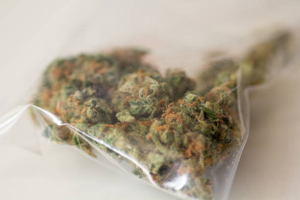 Macro image of a bag of weed