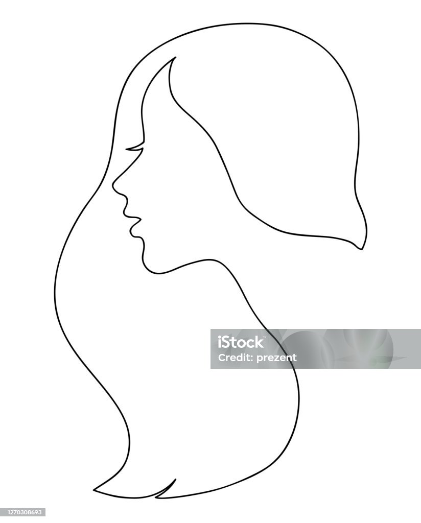 Ilustración de Perfil De Mujer Con Pelo Largo Retrato Concepto De Belleza  Femenina Ilustración Vectorial De Dibujo De Líneas Continua y más Vectores  Libres de Derechos de Pelo - iStock
