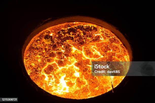 Hot Metal In Factory Plant For The Production Of Steel Metallurgical Plant Stock Photo - Download Image Now