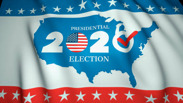 waving flag, presidential election 2020 in US, background, 3d illustration stock photo