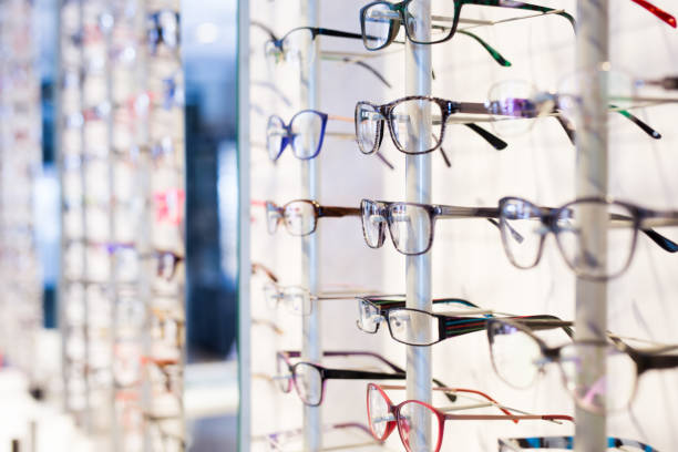 istock Glasses showcase in modern optic shop 1270310672