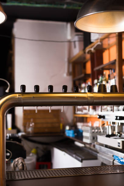 istock Image of modern beer bar with  metal beer taps 1270310705