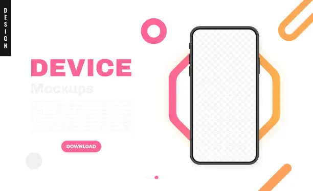 Vector illustration of Smartphone blank screen, phone mockup. New pone model. Template for infographics or presentation UI design interface. Vector illustration