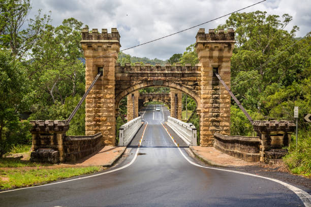 Hampden suspension bridge in Kangaroo Valley, NSW, Australia stock photo