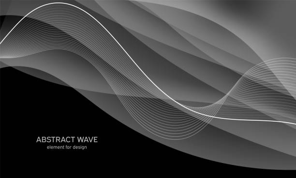 istock Abstract black background with smooth gray lines, waves. Modern and fashion. Gradient geometric. Vector illustration. 1270317472