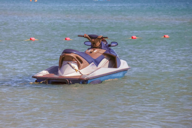 istock a jet ski stands on the water without people 1270318560