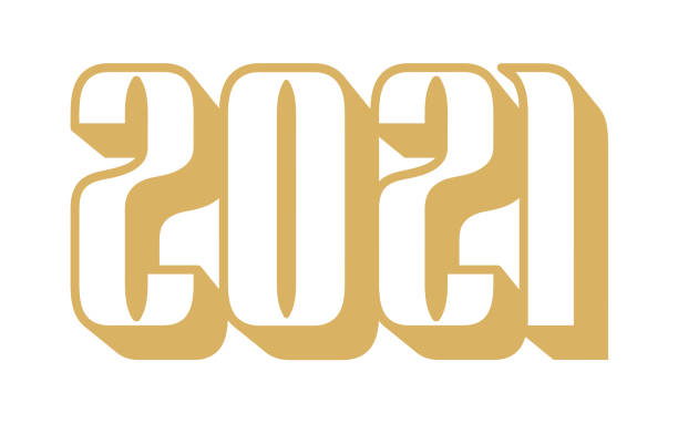 istock Golden Happy New Year 2021 Celebration greeting card vector illustration for New Year with creative font style isolated on white 1270319349