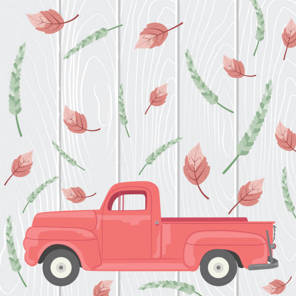 istock Fall Harvest Pickup Truck On Wood Background 1270320257