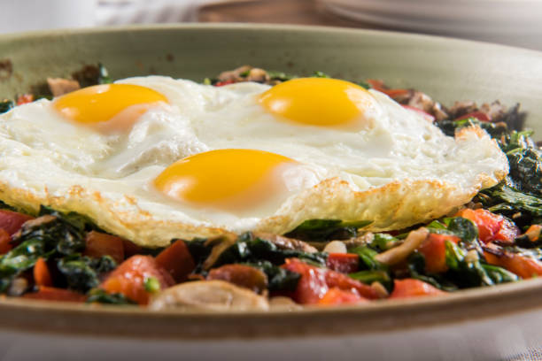 istock Sunny side up eggs with Vegetables/  Close up (Click for more) 1270330346