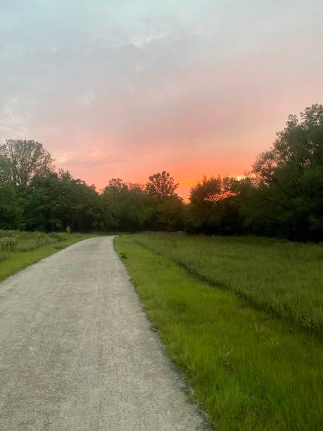 Sunset on the Al Foster Trail - Wildwood, MO, USA stock photo