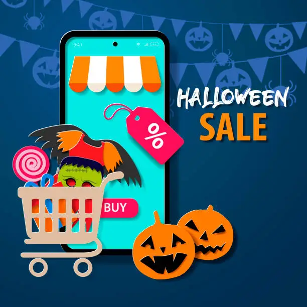 Vector illustration of Halloween Sale