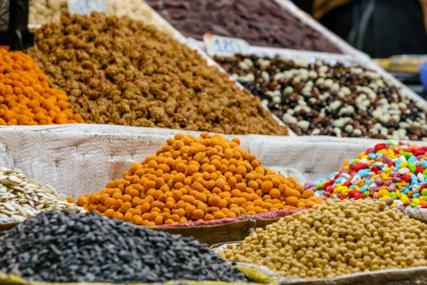 istock Spices and nuts on display in the souks of Morocco 1270343225