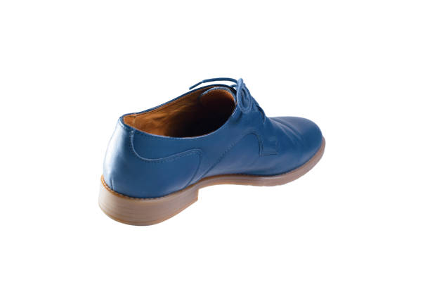 istock Blue leather shoes in perspective and isolated on white 1270344154