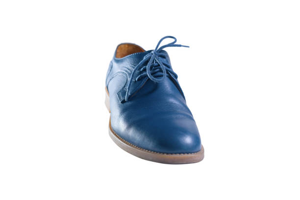 istock Blue leather shoes in perspective and isolated on white 1270344156
