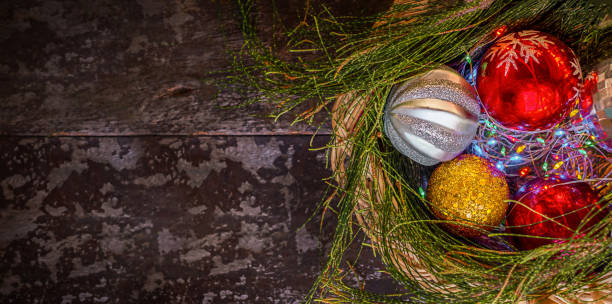 istock hristmas ornaments with green fir branches 1270348511