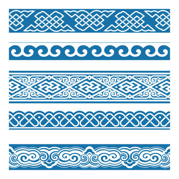 ilustrações de stock, clip art, desenhos animados e ícones de the frames of chinese style - celtic culture tied knot decoration pattern