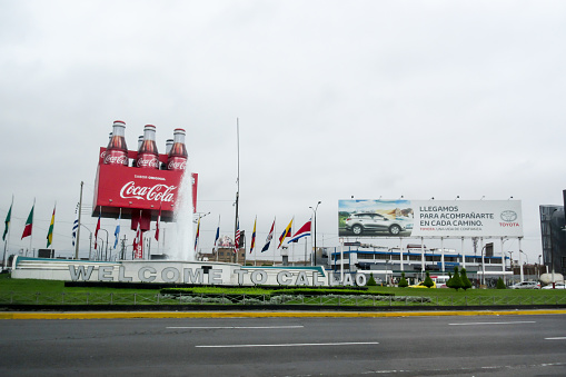 Lima, Peru - Sep 12, 2016: Ovalo Las Americas in El Callao on the Avenue Elmer Faucett and next to the Jorge Chavez International Airport in Lima