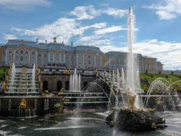 The Grand Palace and the Grand Cascade of Peterhof, Russia