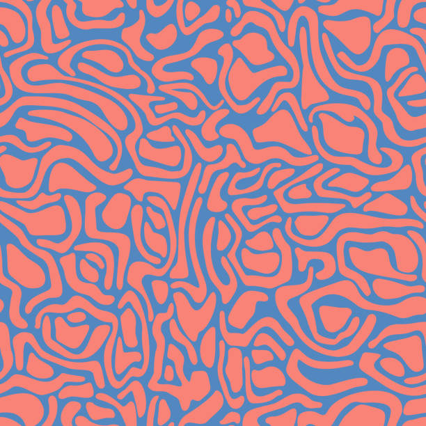抽象的な波状の曲線形状。幾何学的なシームレスなパターン。自然有機体は、シームレスなパターンを丸めたオブジェクト。 - pattern contemporary backgrounds abstract点のイラスト素材／クリップアート素材／マンガ素材／アイコン素材