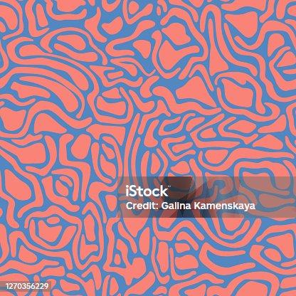 istock Abstract wavy curved shapes. Geometric seamless pattern. Natural organic forms rounded objects seamless pattern. 1270356229