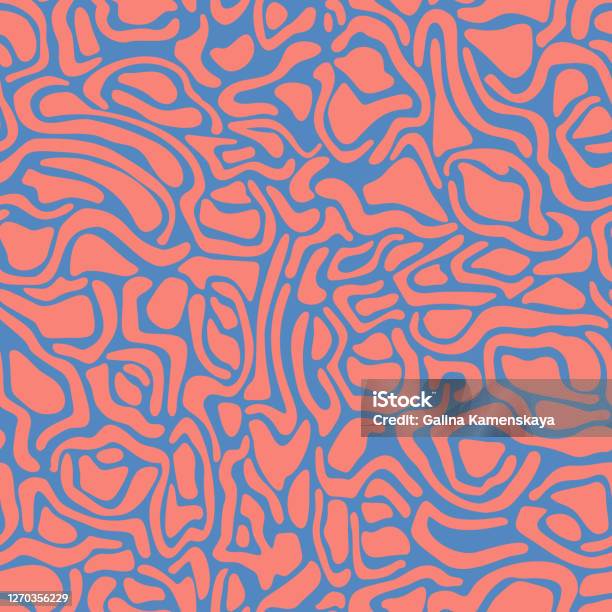 Abstract Wavy Curved Shapes Geometric Seamless Pattern Natural Organic Forms Rounded Objects Seamless Pattern Stock Illustration - Download Image Now