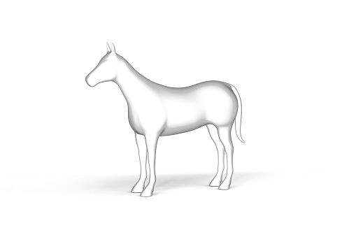 Horse - Black and White Graphics on White Background - 3D Illustration
