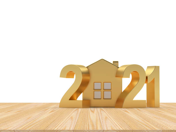 istock Golden numbers 2021 and house icon 1270359190