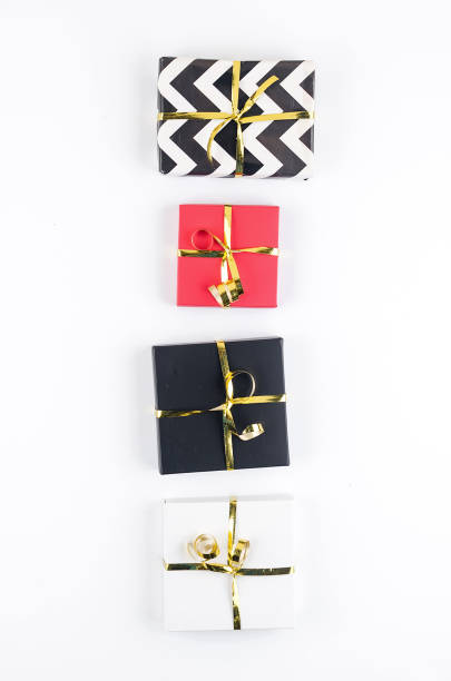 istock Christmas set with white, red and black gifts 1270360418
