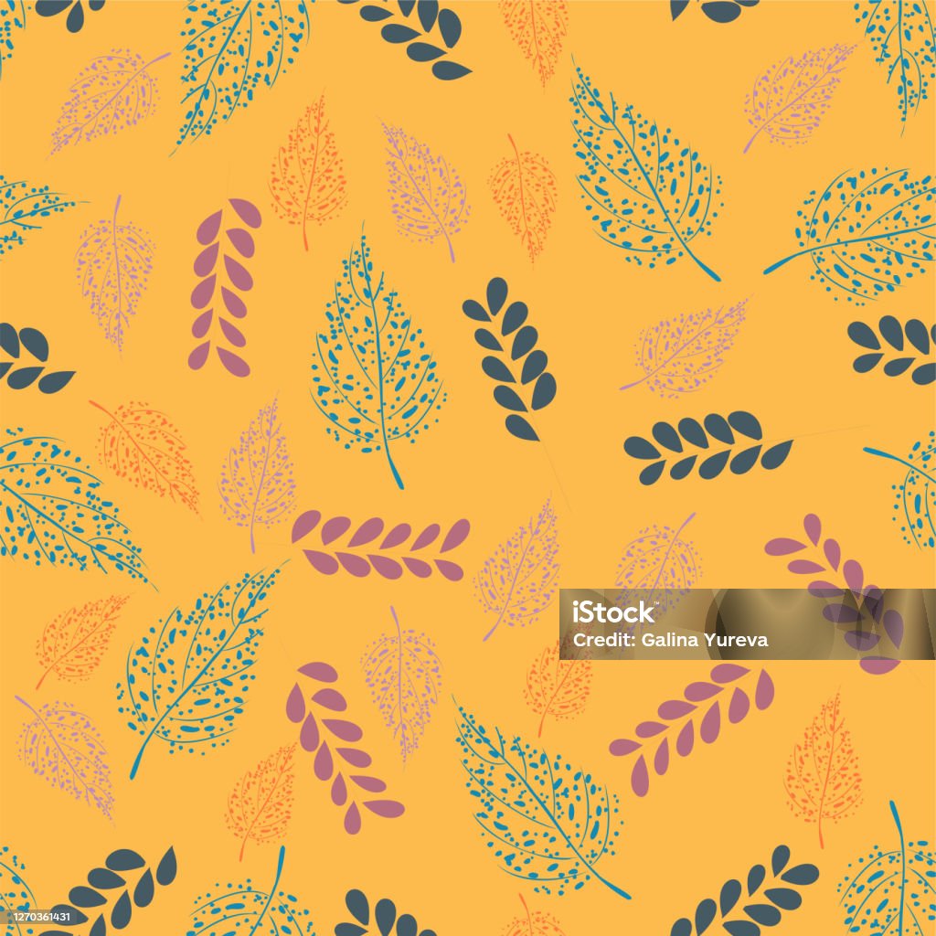 Yellow Leave Pattern Yellow Pattern With Leaves Stock Illustration - Download Image Now ...