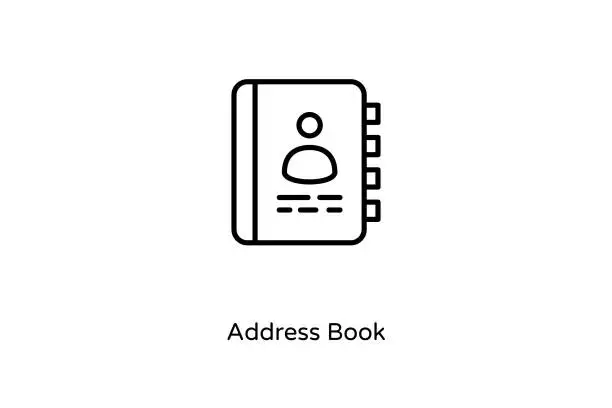 Vector illustration of Linear Address Book icon in vector. Logotype