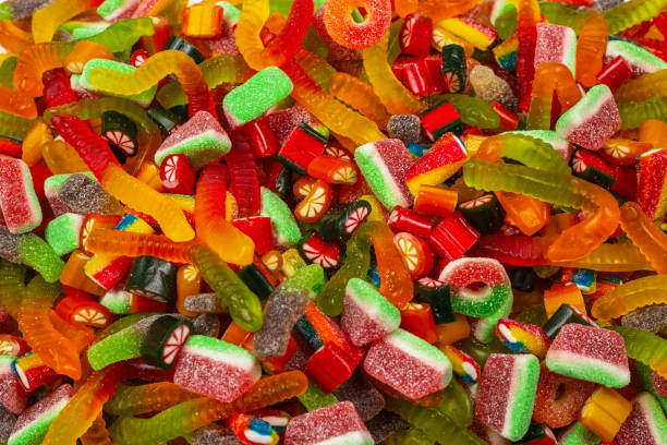 istock Assorted gummy candies. Top view. Jelly  sweets background. 1270364317