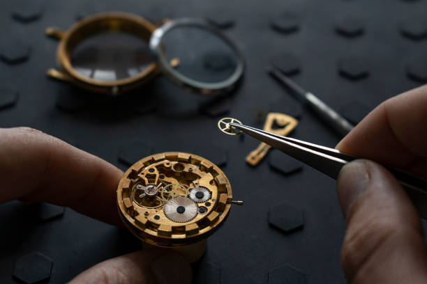 istock Watchmaker's workshop, mechanical watch repair. SPecial repair kit 1270365401