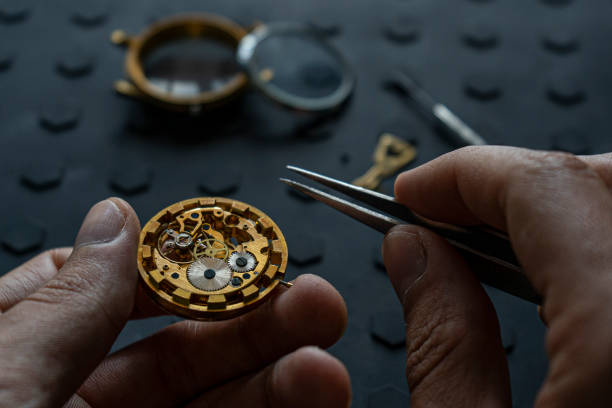 istock Watchmaker's workshop, mechanical watch repair. SPecial repair kit 1270365414