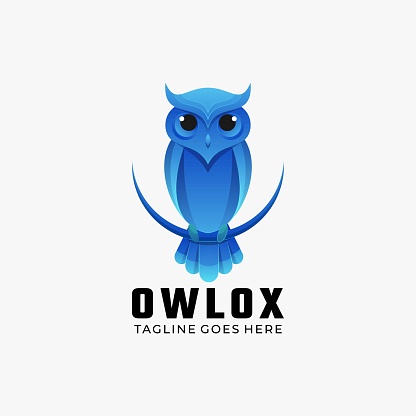 Vector Illustration Owl Ox Gradient Colorful Style.