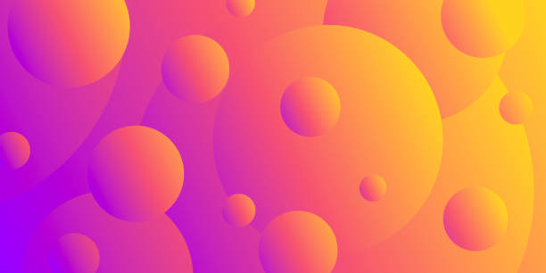 보라색 그라데이션 원이 있는 추상 적 기하학적 배경 - blue background orange background purple background light stock illustrations