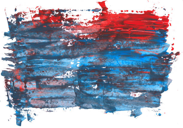 istock Blue and red watercolor abstract paint stains on a white background for your design. Colorful hand-drawn backdrop. Cute gouache illustration. Wallpaper. 1270368780