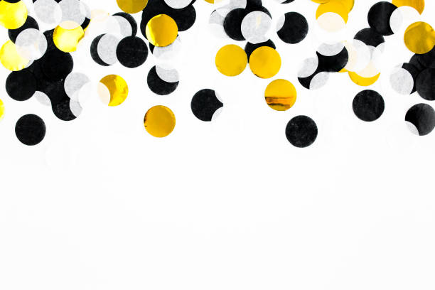 istock Colorful paper confetti on white background. Celebration concept. Flat lay. Top view 1270370278