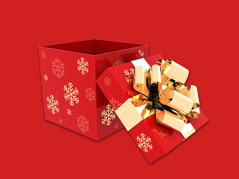 Christmas gift box open surprise copy space