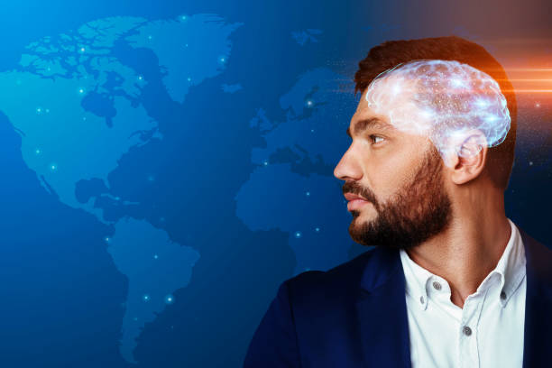 istock Successful businessman looking at world map, language learning concept 1270372891